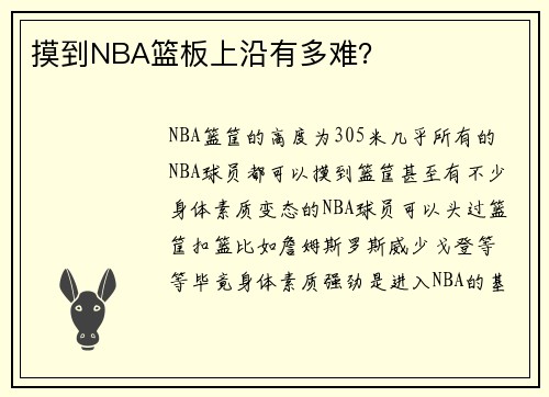 摸到NBA篮板上沿有多难？